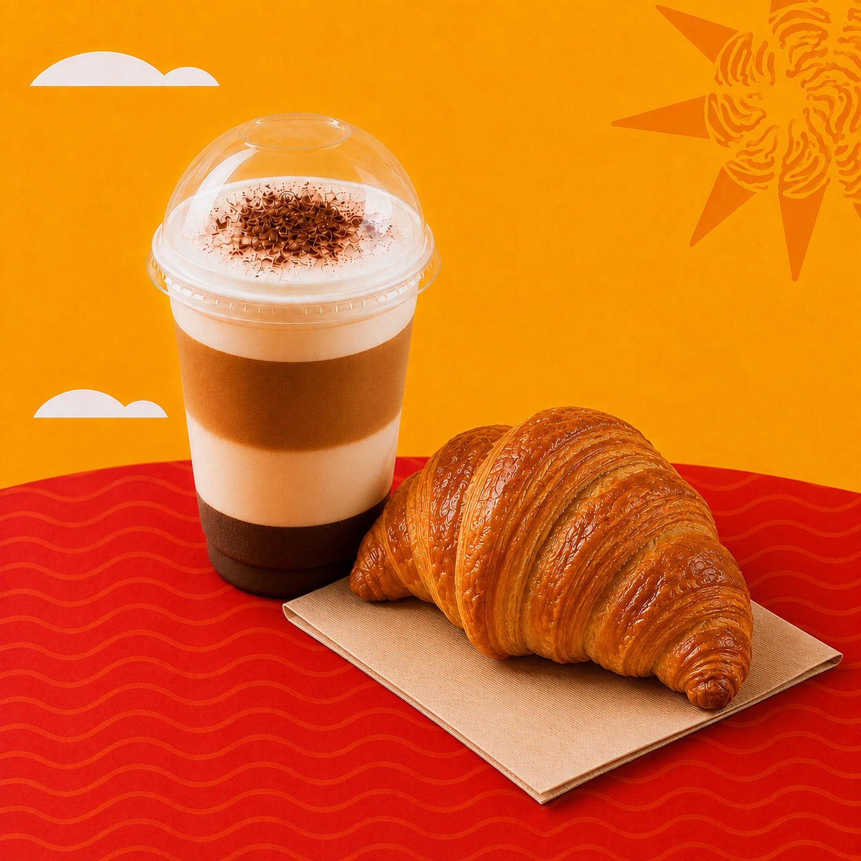 Le Matin - O encontro perfeito entre um Mochaccino e um Croissant dourado e crocante. Um momento delicioso para começar o dia, ou fazer uma pausa nele.