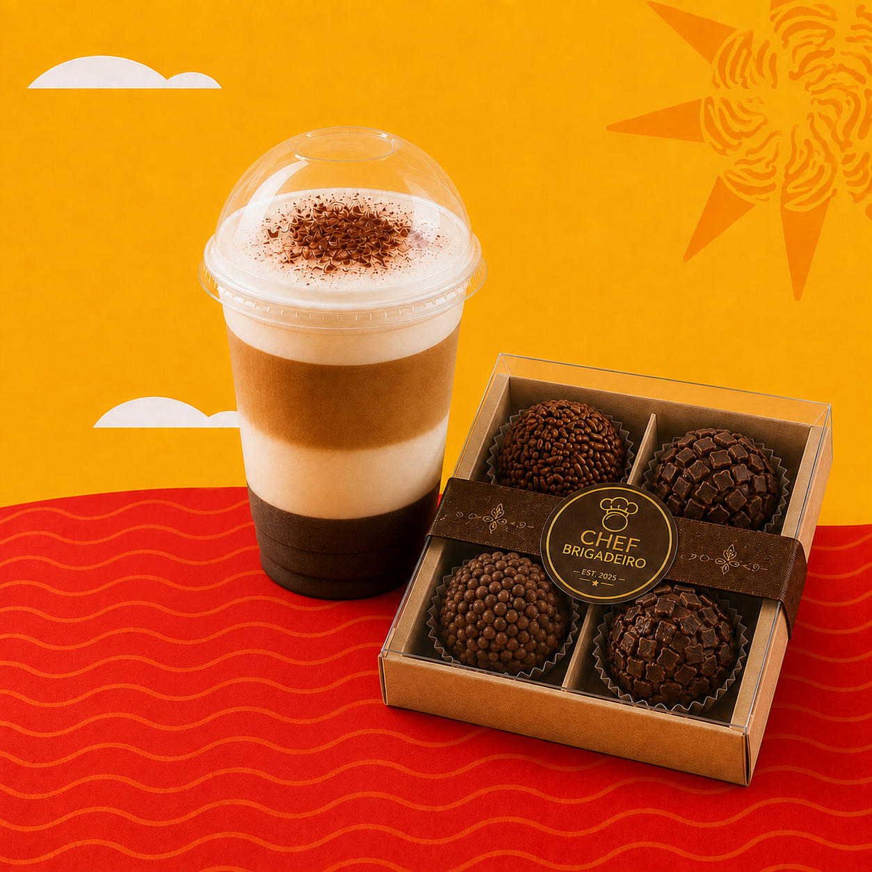 Le Moment - Mochaccino acompanhado dos irresistíveis brigadeiros do Chef.